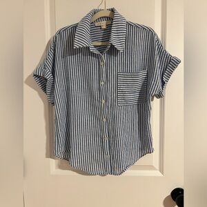 Navy and White Striped Button-Up shirt